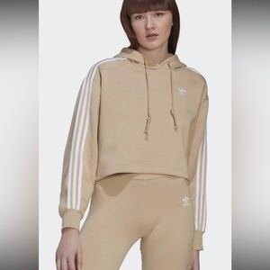 ADIDAS Originals Crop Hoodie Trefoil Beige